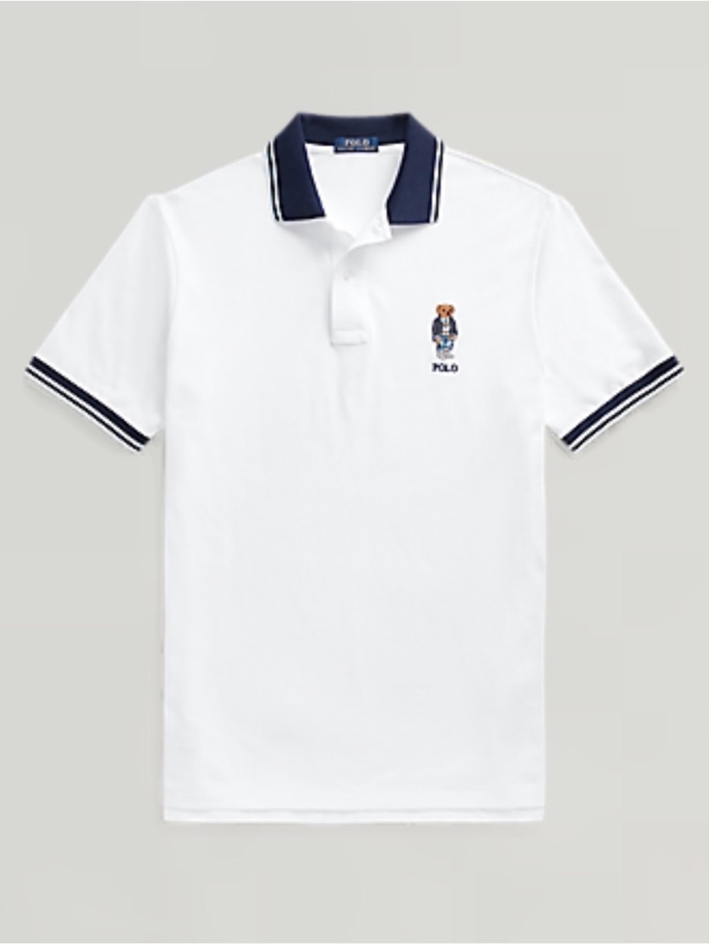 Polo Ralph Lauren Polo Bear Polo Shirt Mens 4XB White Navy Trim Classic Golf